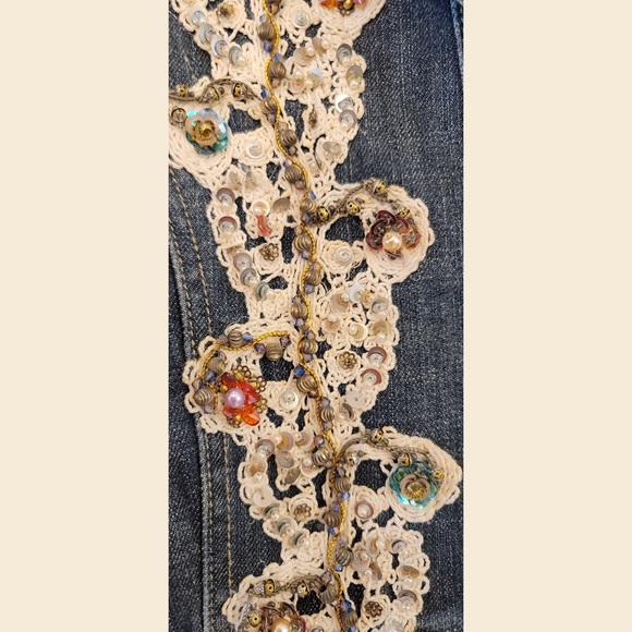 Vintage boho  denim embroidered denim jacket from Florence Italy size L - Picture 5 of 5